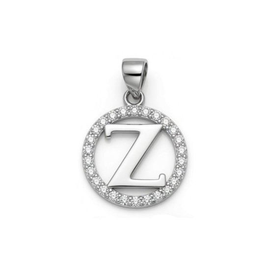 925 Sterling Silver CZ Letter Z Pendant Set
