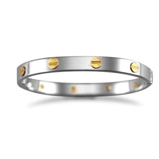 AKB007 | JN Jewellery 925 Silver Rhodium Plated Bangle With 9ct Screws - Child