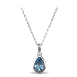 ANC005 | 925 Sterling Silver Blue Topaz Pendant On A Necklace