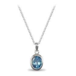 ANC006 | 925 Sterling Silver Blue Topaz Pendant On A Necklace