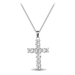 ANC015 | JN Jewellery 925 Silver Cubic Zirconia Set Cross On Chain