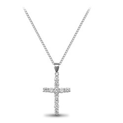 ANC016 | JN Jewellery 925 Silver Cubic Zirconia Set Cross On Chain