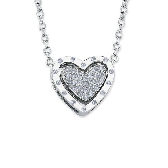 ANC069 | 925 Silver CZ Set heart Necklace