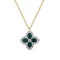 ANC074G | 925 Silver 14ct Gold Plated CZ Set Clover Necklace Green