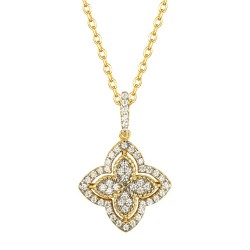 ANC075 | 925 Silver 14ct Gold Plated CZ Set Clover Pendant