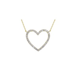 ANC078 | 928 Silver 14ct Gold Plated CZ Set Heart Necklace