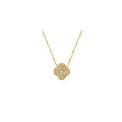 ANC079 | 925 Silver 14ct Gold Plated CZ Set  Clover Necklace