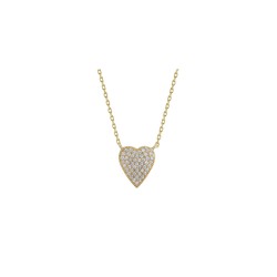 ANC082 | 925 Silver 14ct Gold Plated CZ Set Heart Necklace
