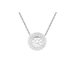ANC084 | 925 Silver Rhodium Plated CZ Set  Cluster Necklace