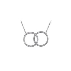 ANC085 | 925 Silver Rhodium Plated CZ Set  Twin Circle of Life Necklace