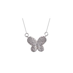 ANC088 | 925 Silver Rhodium Plated CZ Set Butterfly Necklace