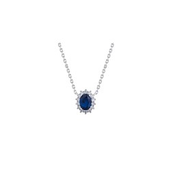 ANC089 | 925 Silver Rhodium Plated CZ Set Princess Kate Necklace Blue