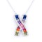 ANC091 | 925 Silver Rhodium Plated Multi Col CZ Set Kisses Necklace