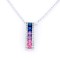 ANC092 | 925 Silver Rhodium Plated Multi Col CZ Set Bar Necklace