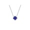 ANC096 | 925 Silver Rhodium Plated Blue Agate Clover Necklace