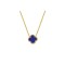 ANC096-GP | 925 Silver 14ct Gold Plated Blue Agate Clover Necklace