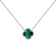 ANC101 | 925 Silver Rhodium 12mm Single Clover Necklace Malachite Green Colour