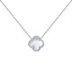 ANC103 | 925 Silver Rhodium CZ Set Single Clover Necklace MOP White Colour