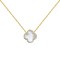 ANC103-GP | 925 Silver 14ct gold Plated 12mm CZ Set Single Clover Necklace MOP  White Colour