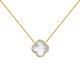 ANC103-GP | 925 Silver 14ct gold Plated CZ Set Single Clover Necklace MOP White Colour