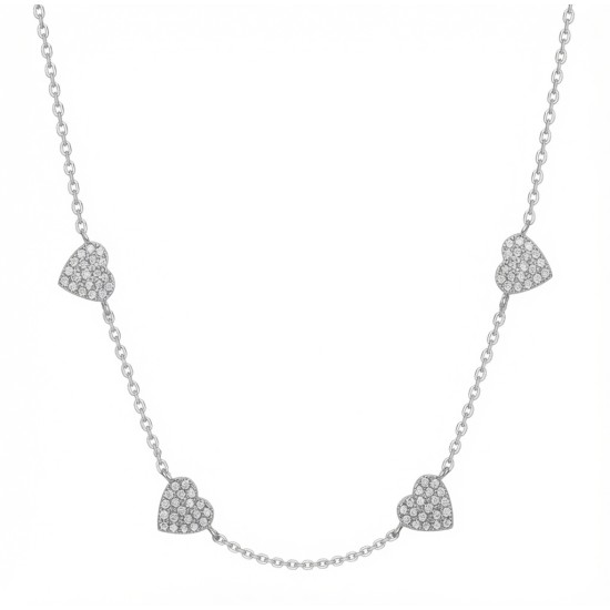 925 Sterling Silver CZ Heart Necklace