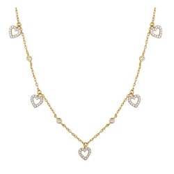 925 Sterling Silver Gold Plated CZ Heart Necklace