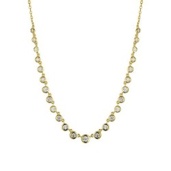 ANC114-GP | 925 Sterling Silver Gold Plated CZ Station Necklace