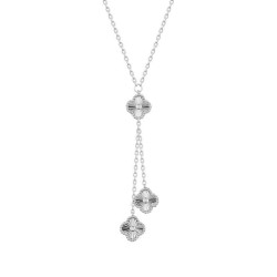 925 Sterling Silver CZ Clover Y-Necklace