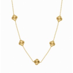 925 Sterling Silver Gold Plated CZ Clover Necklace