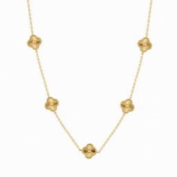 ANC117-GP | 925 Sterling Silver Gold Plated CZ Clover Necklace