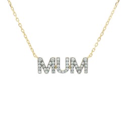 ANC118-GP | 925 Sterling Silver Gold Plated CZ Mum Necklace