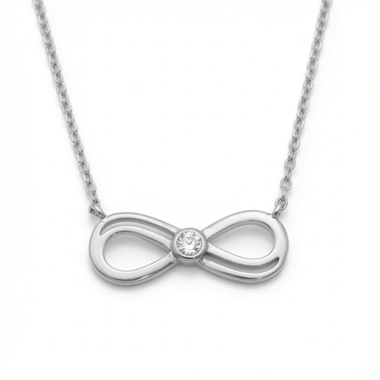 925 Sterling Silver CZ Infinity Necklace