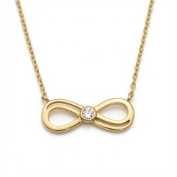 925 Sterling Silver 14K Gold Plated CZ Infinity Necklace