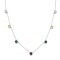 925 Sterling Silver Multi Color CZ Station Necklace
