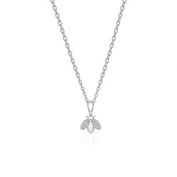 925 Sterling Silver CZ Bee Pendant Necklace