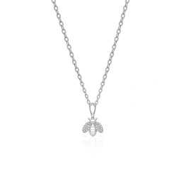 925 Sterling Silver CZ Bee Pendant Necklace