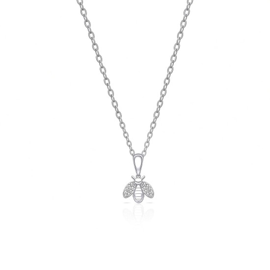 925 Sterling Silver CZ Bee Pendant Necklace