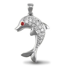 APD042 | JN Jewellery 925 Silver Cubic Zirconia Dolphin Pendant