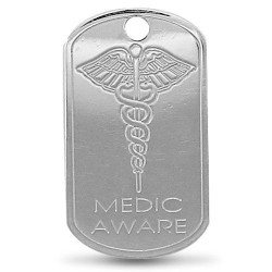 APD113 | 925 Sterling Silver Solid Engraved Medic Aware Tag