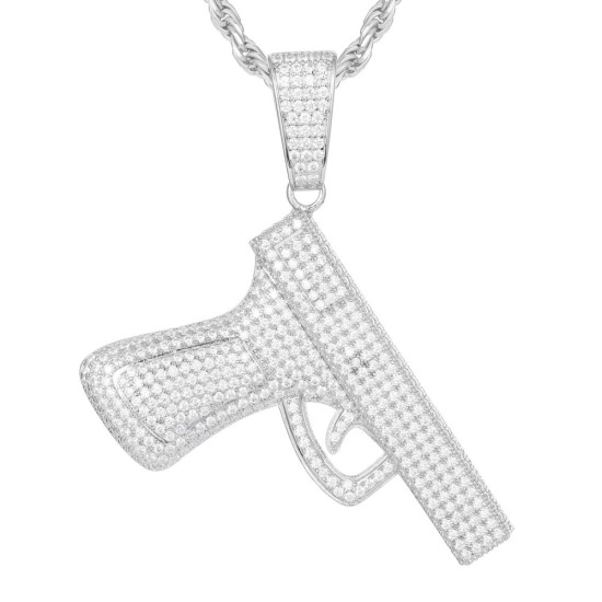 APD171 | 925 Silver CZ Set Handgun Pendant