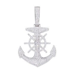 APD176 | 925 Silver CZ Set Anchor Pendant