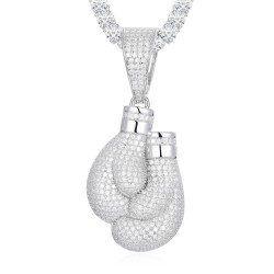 APD178 | 925 Silver CZ Set Pair Boxing Gloves Pendant