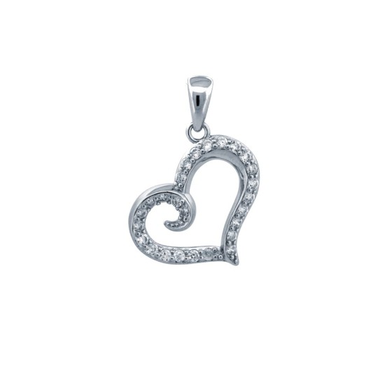 APD202 | 925 Silver CZ Set Heart Pendant