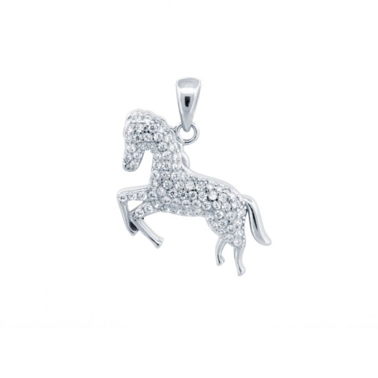 APD210 | 925 Silver CZ Set Prancing Horse Pendant