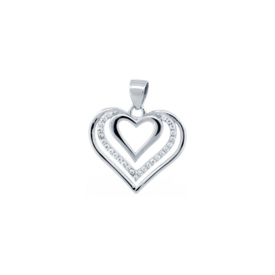 APD215 | 925 Silver CZ Set Heart Pendant