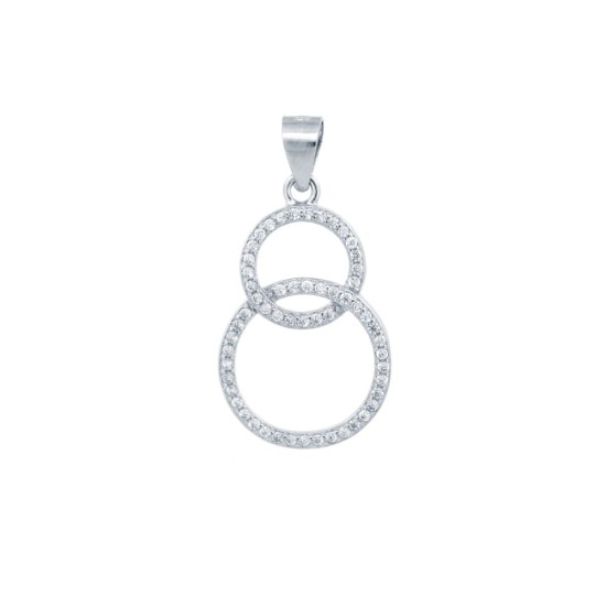 APD219 | 925 Silver CZ Set Double Circle Pendant