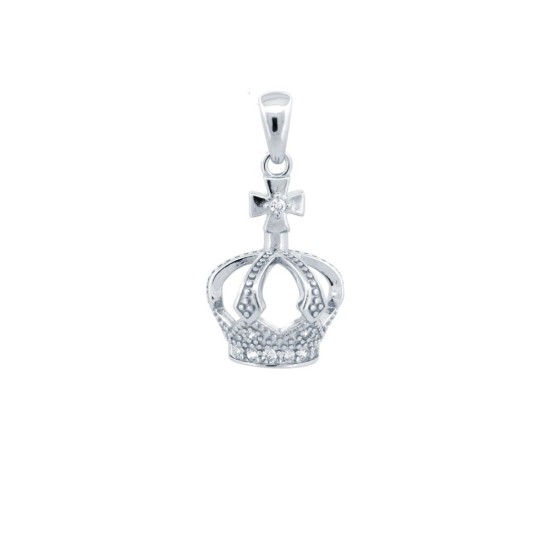 APD220 | 925 Silver CZ Set Crown Pendant