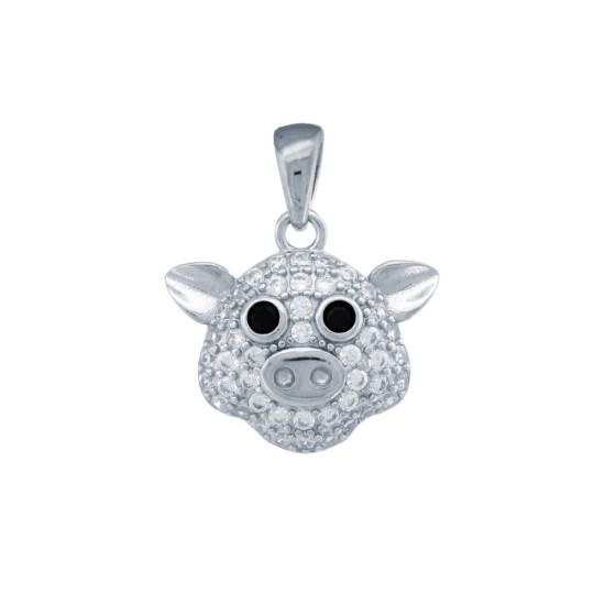 APD221 | 925 Silver CZ Set Piggy Pendant