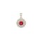 APD226R | 925 Silver Rhodium Halo Pendant Ruby Centre CZ