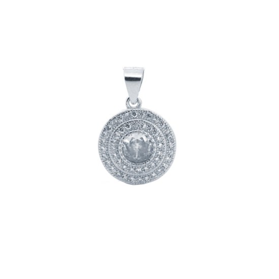 APD226W | 925 Silver Rhodium Halo CZ Pendant White